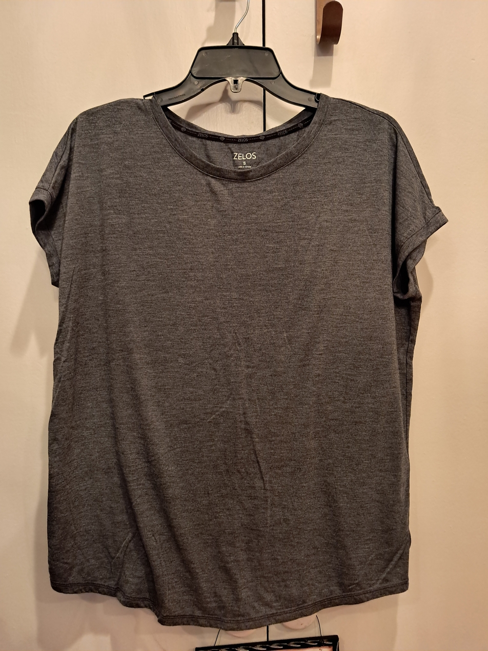 ZELOS Women's Short Sleeve Crewneck Tee - Heather Charcoal